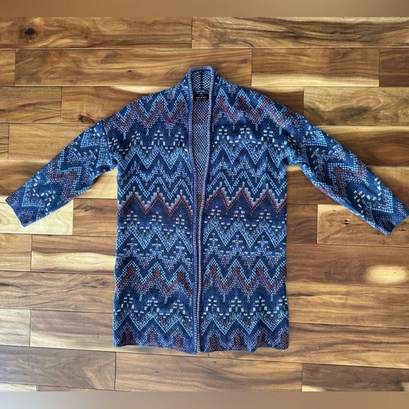 Lucky Brand Boho Print Mid Length Cardigan Duster Sweater size Small - Picture 4 of 8